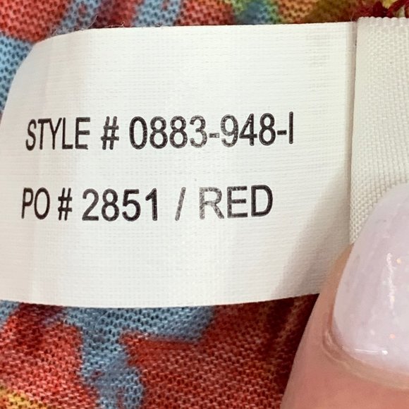 Belle Du Jour Multicolor Shirt Short Cap Sleeve Small Polyester Crisscross Back - Picture 7 of 14